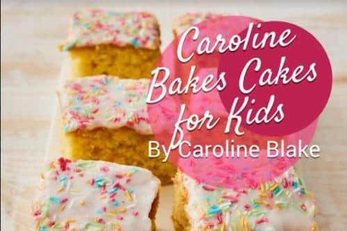 Part of the cover of Caroline Bakes Cakes For Kids