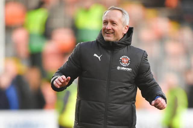 Neil Critchley celebrates Blackpool's win over Reading