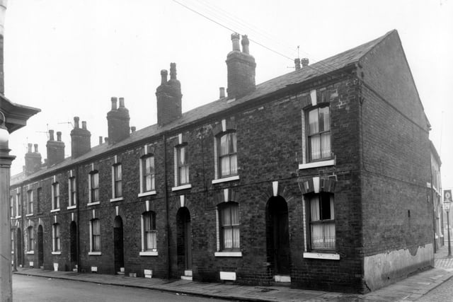 Even-numbered back-to-back properties on Lupton Street in January 1961.
