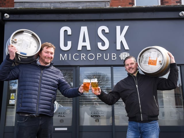 Paul Fowler and Paul Gabbitas, owners of CASK micropub in Layton, are expanding their business to Bispham in a bid to bring communities together. Photo: Daniel Martino/JPI Media