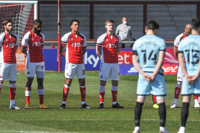 Fleetwood Town and Rochdale players took part in a two-minute silence before today's game Picture: Stephen Buckley/PRiME Media Images Limited