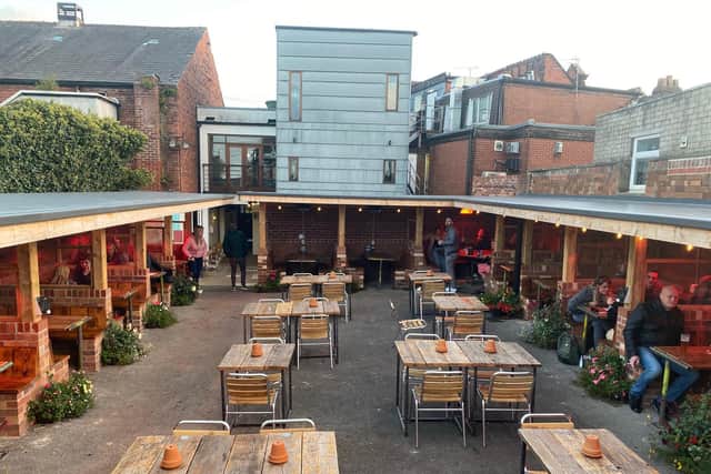 The outdoor seating area at the Cube Bar in Poulton which the landlord Paul Mellor says he has been told is not coronavirus compliant