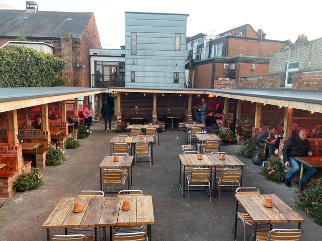 The outdoor seating area at the Cube Bar in Poulton which the landlord Paul Mellor says he has been told is not coronavirus compliant