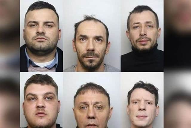 L-R clockwise: Alin Mihai, Florin Costea, Gabriel Mocanu, Marius Meiosu, Nicolae Ilie and Stefan Florin. (Image: Cheshire Police)