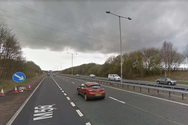 The M55 westbound was shut between junctions 3 and 4. (Credit: Google)