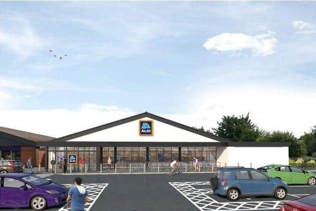A CGI image of Fleetwood's Aldi supermarket after its building and car park extension. Photo: The Harris Group