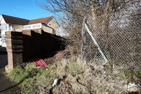 The blocked entrance to footpath 11 on Preston New Road