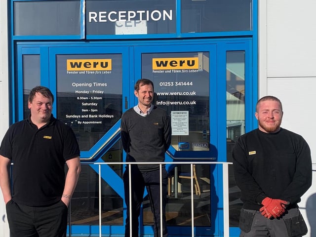 Weru UK has expanded its team in Blackpool. From left: Aaron McLaughlin, Designer, John Feeney, General Manager, and Anthony Johnson, Trainee Installer