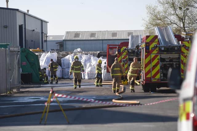 Fire crews have been tackling a fire at a warehouse at Squires Gate Industrial Estate in Blackpool this morning (Thursday, April 22).