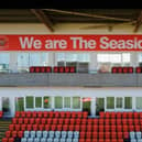 The 'We are The Seasiders' flag in position at Bloomfield Road