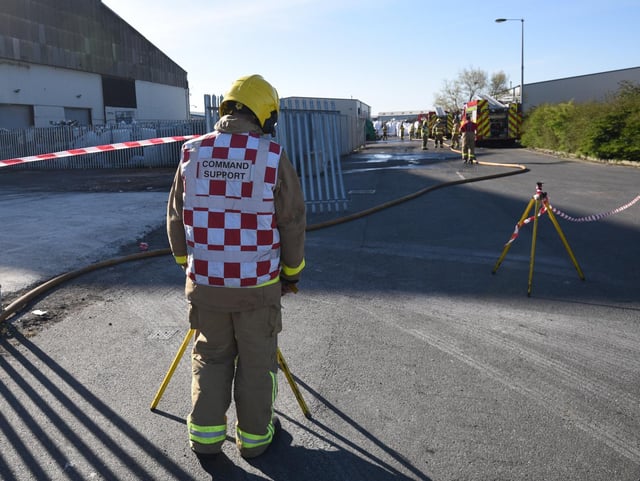 Crews remained at the scene later in the day