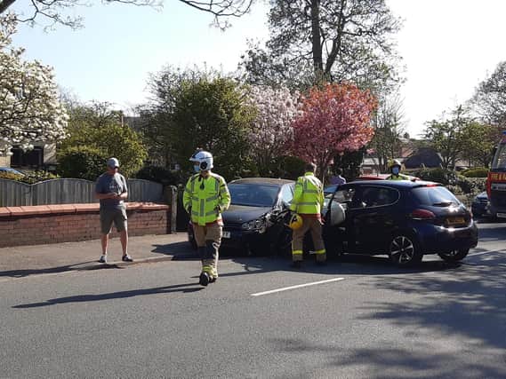 A two vehicle crash on St Annes Road East