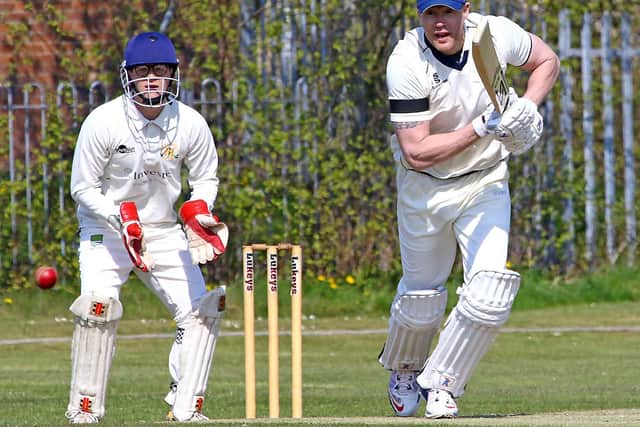 Andrew Flintoff making his St Annes comeback at Morecambe on the opening day of the season Picture: TONY NORTH