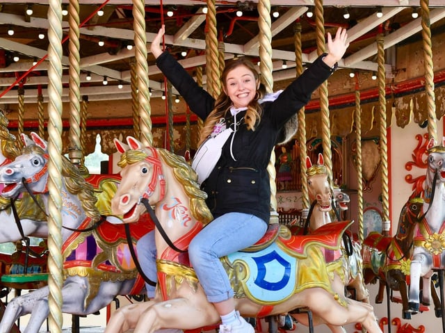 Coronation Street actress Harriet Bibby celebrates her birthday at Blackpool Pleasure Beach during the park's 125th celebration season Pictures: Dave Nelson