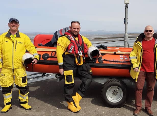 Alan Walker (right) with members of the Fleetwood RNLI crew