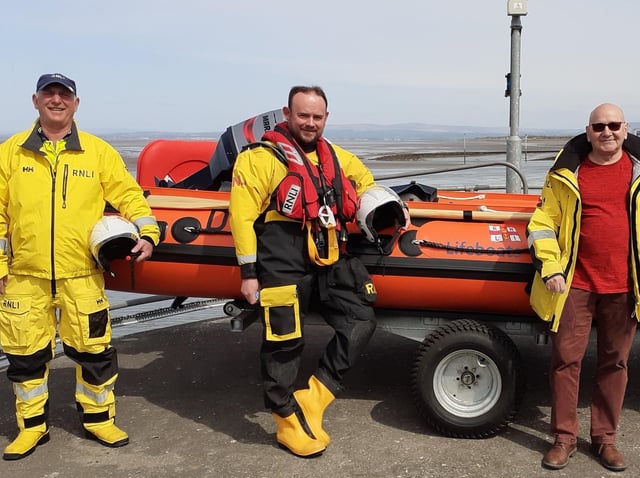 Alan Walker (right) with members of the Fleetwood RNLI crew