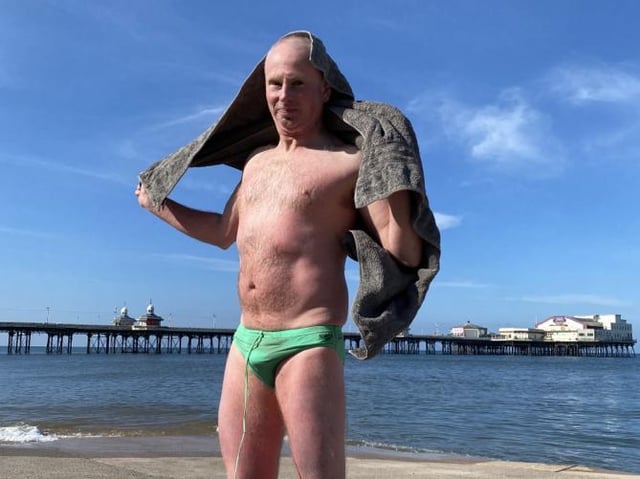 Nick White on Blackpool beach
