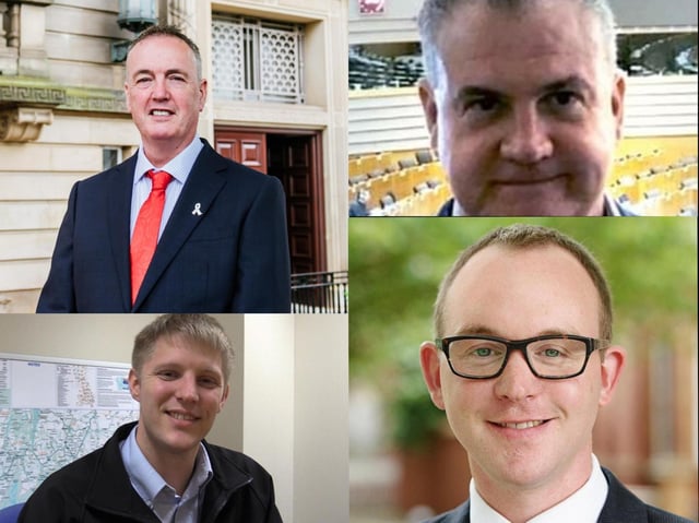 Police and Crime Commissioner candidates (clockwise from top left): Clive Grunshaw (Labour), James Barker (Reform UK), Andrew Snowden (Conservative) and Neil Darby (Liberal Democrats)