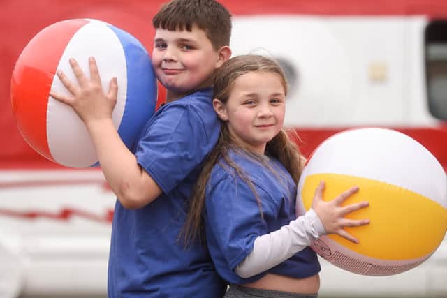 Youngsters from the Grange Park area take part in Showtown's Blackpool Get Dancing campaign.  Pictured are Harvey and Elliah Cumber, aged 10 and 8.