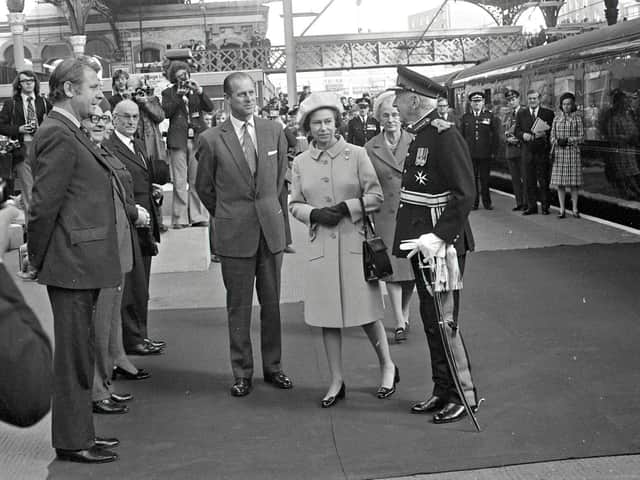 HM The Queen and HRH The Duke of Edinburgh arrive at Preston Railway Station