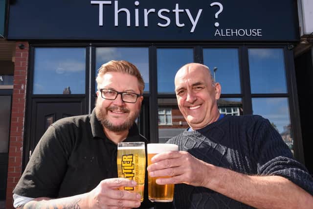 Thirsty? Alehouse will be opening soon on Church St in Blackpool.  Pictured are Garry Daw and Paul Higham.