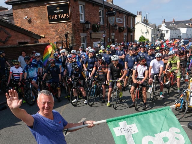 Taps landlord Steve Norris starts the 20th anniversary Taps Bike Ride in 2019