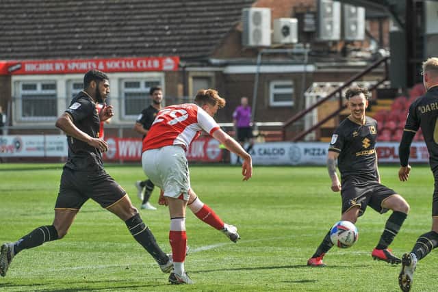 Ged Garner gives Fleetwood Town the lead Picture: Stephen Buckley/PRiME Media Images Limited