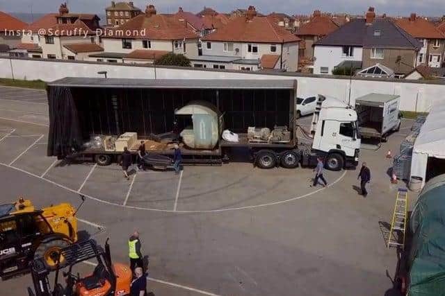 Part of the set for filming arriving in Cleveleys. (Picture: Craig Newman/Scruffy Diamond)