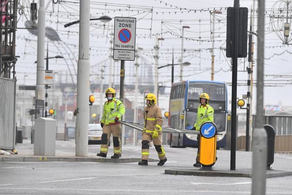 Firefighters were called to retrieve a large piece of steel fencing from the Ibis Styles Hotel in Blackpool.