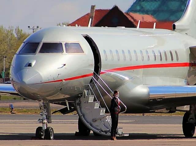 The privately chartered Challenger 850 landed in Blackpool on Sunday (May 2) after a 9 hour flight from Barbados. Pic by Paul Webster