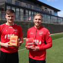 Fleetwood Town's Callum Connolly (left) and Dan Batty launch the club's partnership with The Turmeric Co.