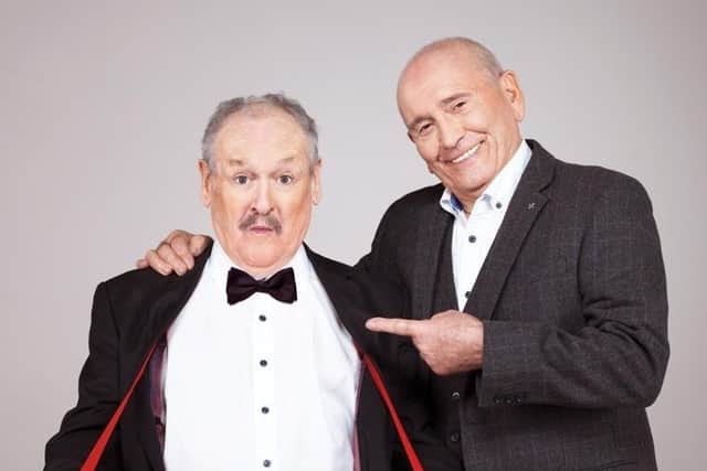 Bobby Ball in typical pose with his long-time comedy partner Tommy Cannon