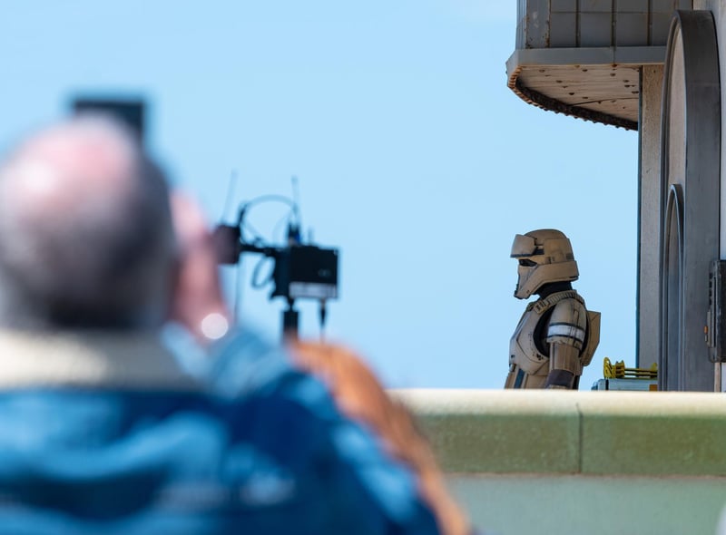 The Empire has arrived! Stormtroopers have been spotted outside Cafe Cove, which appears to have been transformed into a makeshift marketplace, with props used as stalls.