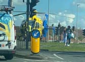 An air ambulance, two rapid response vehicles and an ambulance rushed to the scene. (Credit: Karl Bonney)