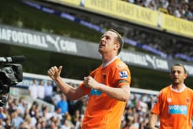 Charlie Adam celebrates scoring at White Hart Lane