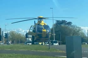 The air ambulance was called to the scene in Poulton Road, Blackpool after a 12-year-old girl was struck by a car at around 3.30pm on Wednesday (May 5). Picture by Karl Bonney