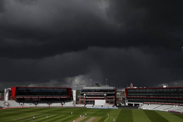 Threatening skies at Emirates Old Trafford where the loss of the whole third day to rain ruined any hopes Lancashire had of victory over Glamorgan