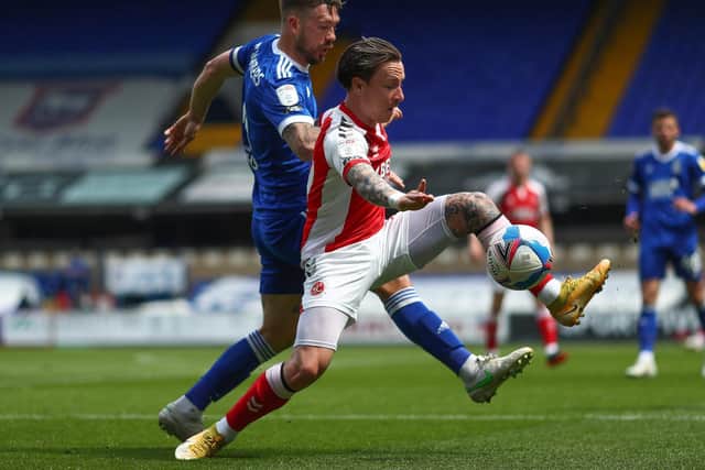 Barrie McKay on the attack during what could be his final Fleetwood game at Ipswich