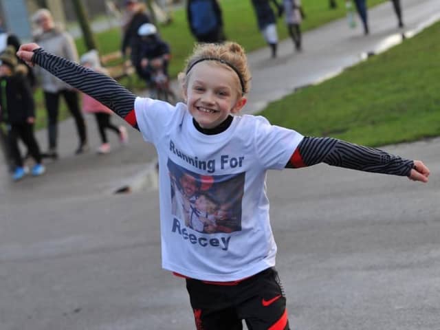 Jordan Banks, nine, died after being struck by lightning on May 11. Pictured here running a marathon in Stanley Park to raise money for a mental health charity
