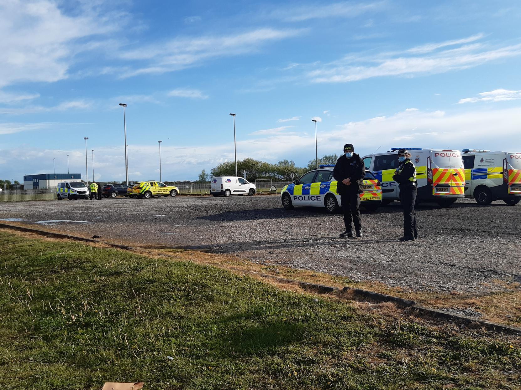 Police at the scene this evening