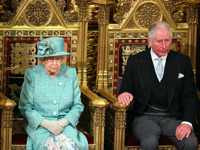 The Queen and the Prince of Wales at the ceremony to read the Queen's Speech