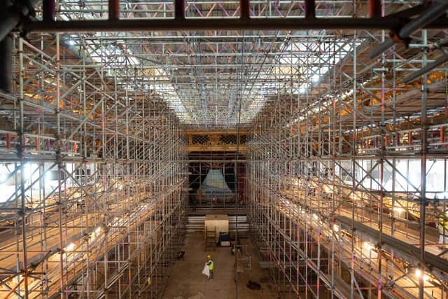 Miles of scaffolding were used during the project