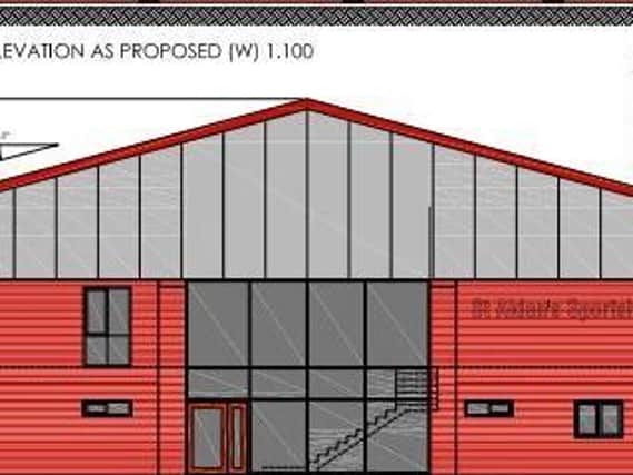 Design plans for the new sports hall for St Aidan's, expected to be ready by September 2022