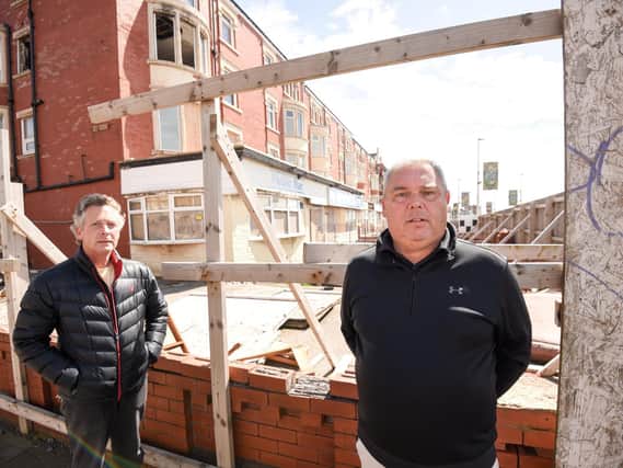 Frustrated B&B owners are fed up with fly-tipping at the derelict New Hackett's hotel. Pictured are Michael Higgins from The Pembroke and Mark King from The Beaucliffe.