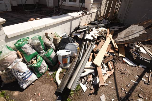 It was damaged in a suspected arson incident last year and now has attracted fly-tipping