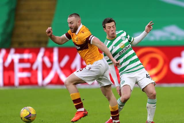 Campbell in action for Motherwell against Celtic