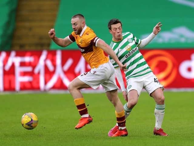 Campbell in action for Motherwell against Celtic