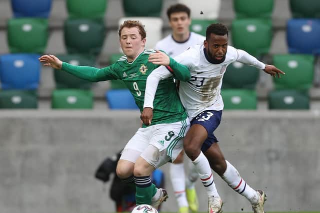 Lavery in action for Northern Ireland earlier this year