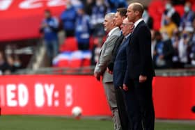 Steve Curwood (far left) among the FA dignataries with Prince William at Wembley ahead of the FA Cup final