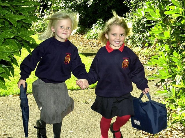 St Williams Catholic Primary School (Pilling) reception. Beth Reeves (left) and Charley Cross, 2002/